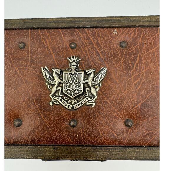 VTG S Sper Bijou Wooden‎ Jewelry Box Red Interior - Picture 2 of 9